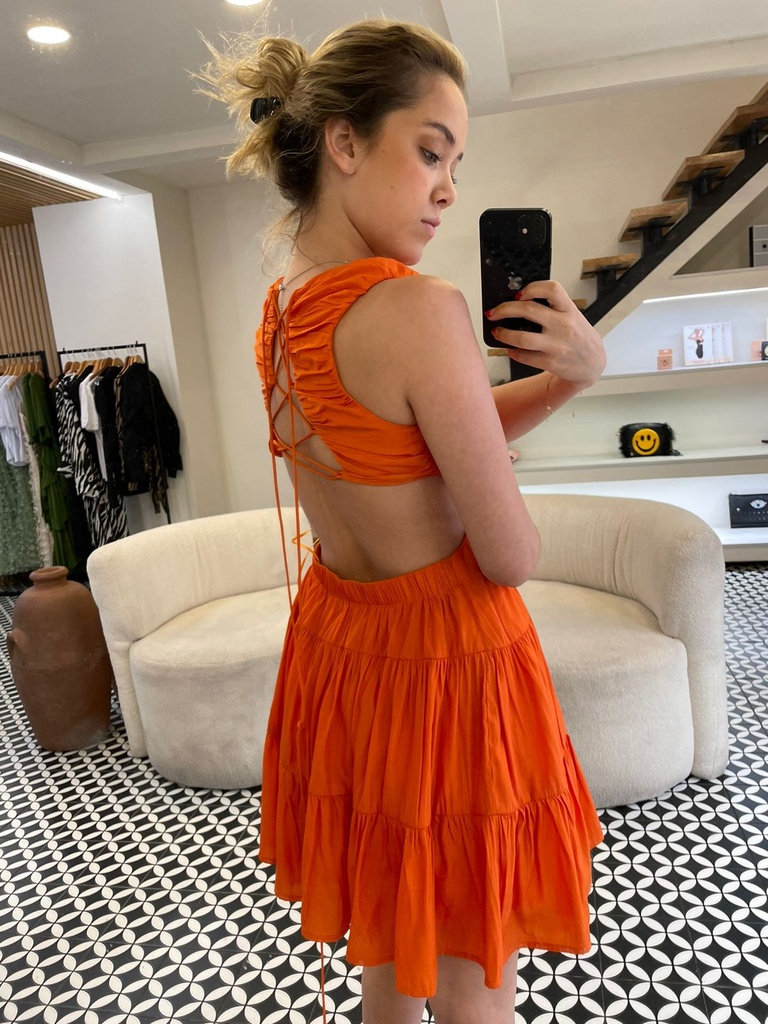 Vestido Corto Cut out Naranja