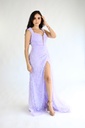 Vestido Textura Flores Morado