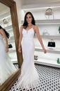 Vestido Largo Pedrería Blanco Tirantes