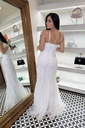 Vestido Largo Pedrería Blanco Tirantes