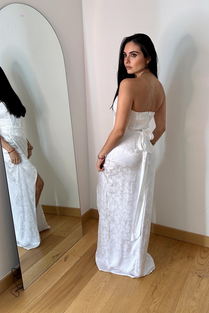 Vestido Largo Strapless Blanco