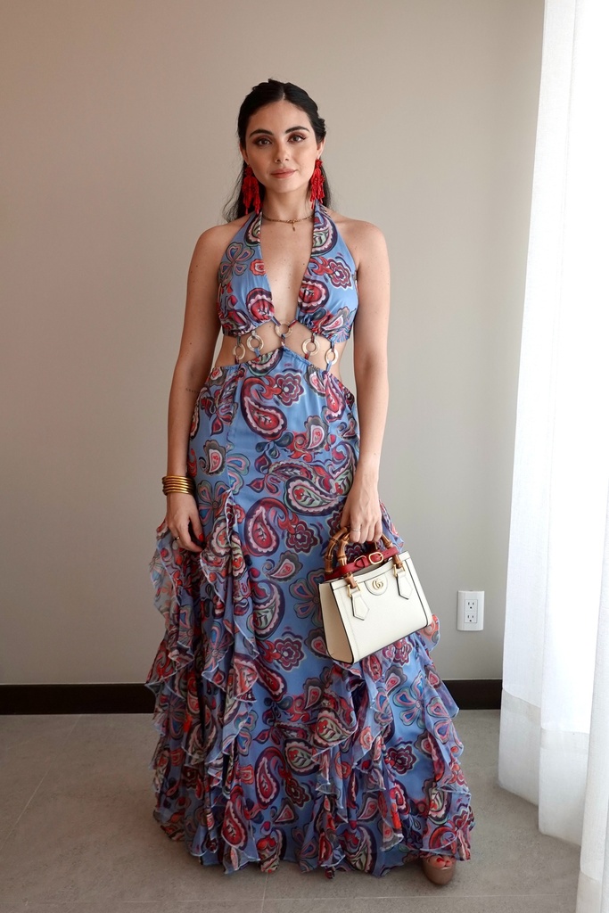Vestido Largo Print Azul