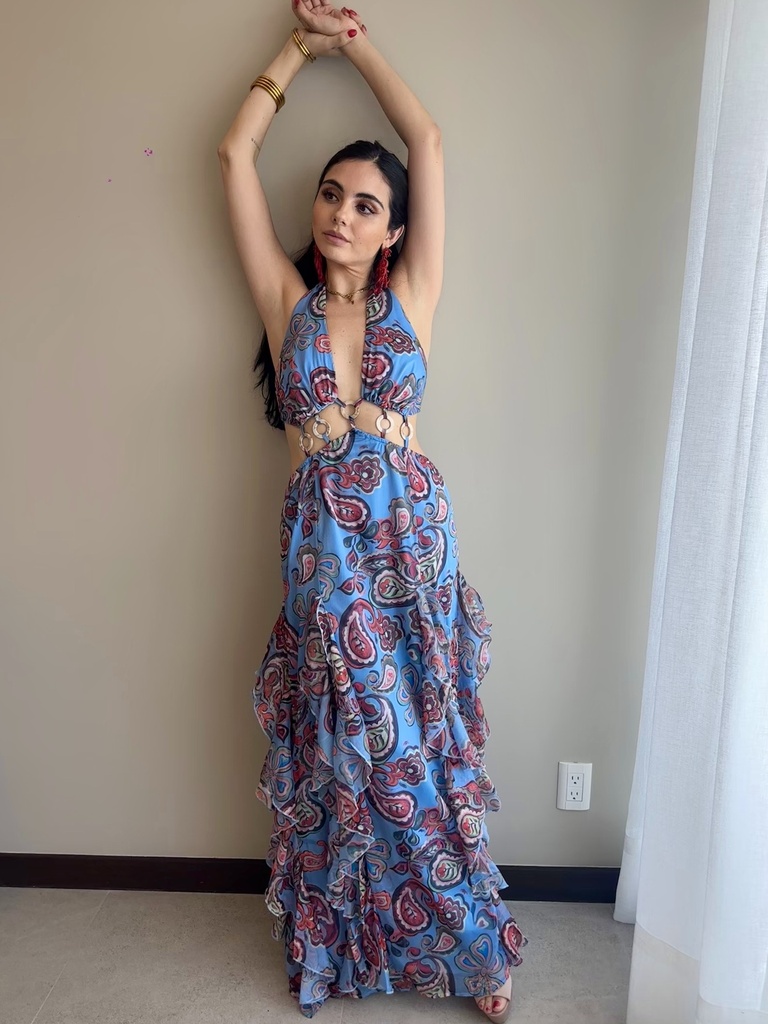 Vestido Largo Print Azul