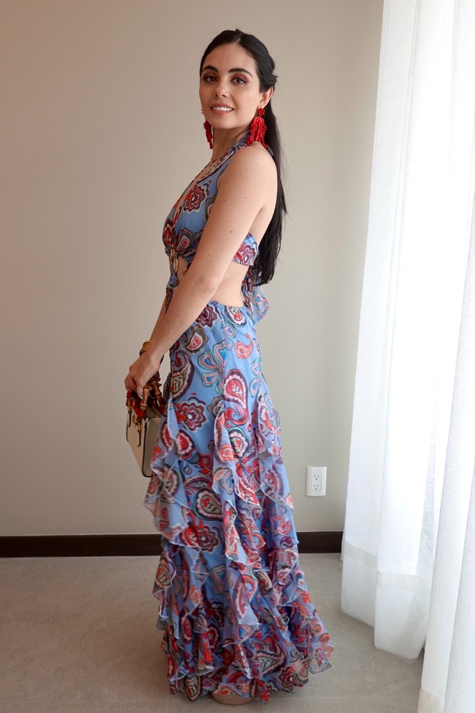 Vestido Largo Print Azul