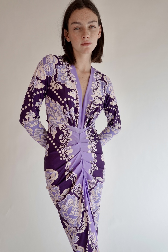 Vestido Estampado Morado