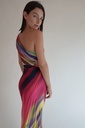 Vestido Un Hombro Plisado Multicolor