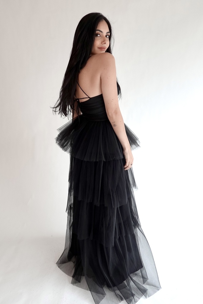 Vestido Largo Capas Mesh