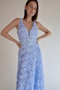 Vestido Largo Flores Azul