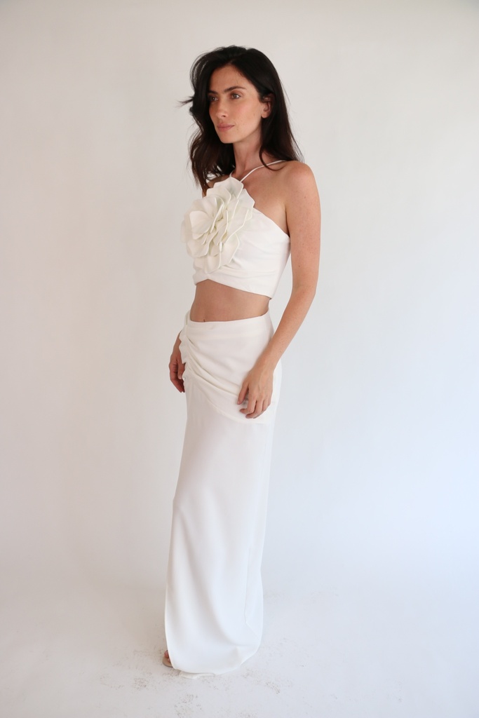 Conjunto Falda Flor Blanco