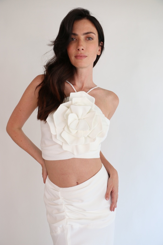 Conjunto Falda Flor Blanco