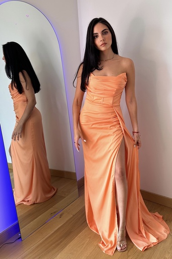 [RB03636] Vestido Largo Corset Peach (S)