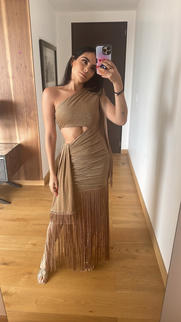 Vestido Flecos Arena