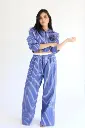 Set Rayas Azul Flor