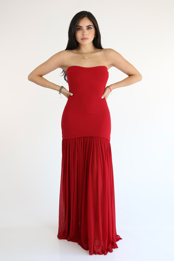 [RB06151] Amara Dress Wine (S)