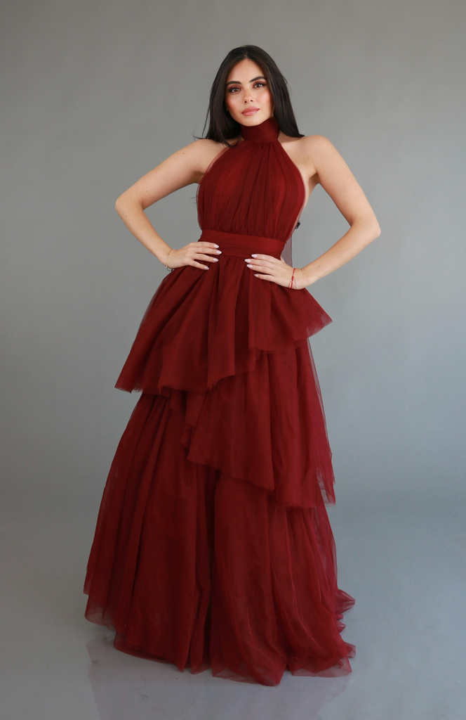 [RB06317] Zira Dress Wine (S)