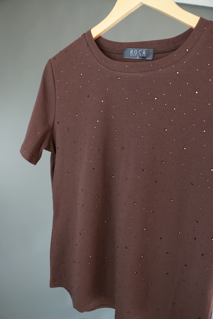 [RB06388] Playera Brillos Cafe (S)