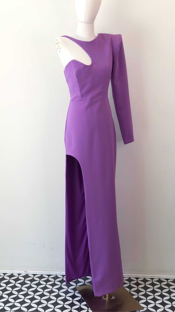 Vestido Cut Out Una Manga Lila