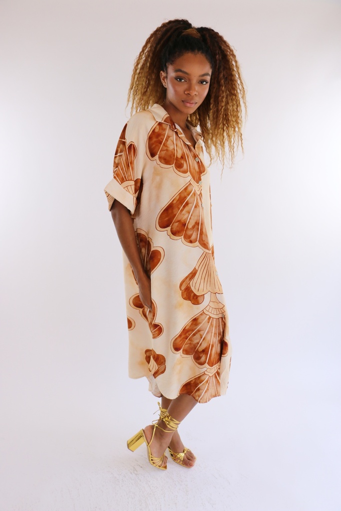 [RB04666] Carlota Print Dress Cafe